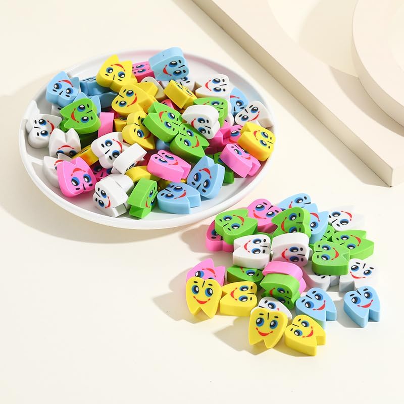 Kleeblatt Large Teeth Erasers for Kids Bulk, 70 PCS Big Large Fun Desk Pets for Kids Classroom, Treasure Box Prizes,Party Favors for Kids Goodie Bags, Back to School Gifts for Students - Image 2